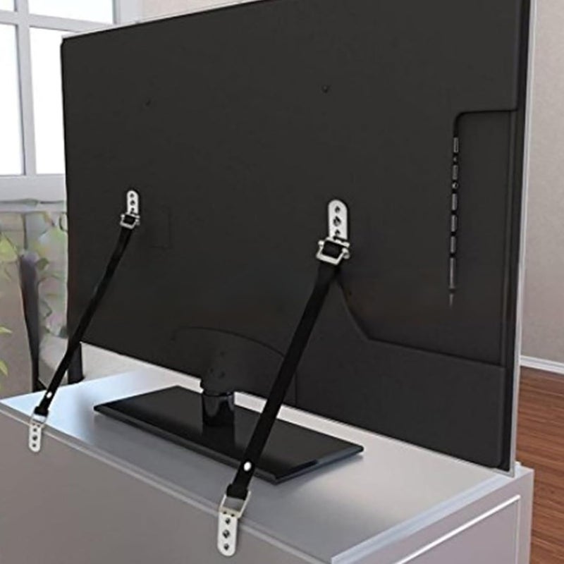 2 Pack Heavy Duty Anti Tip Furniture Straps Set for Cabinets and Home Appliances Black Zinc Alloy - Image 3